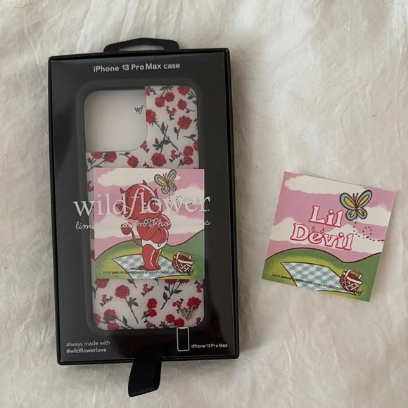 Wildflower 13 Pro Max Red and White Floral Phone Case - Picture 1 of 4